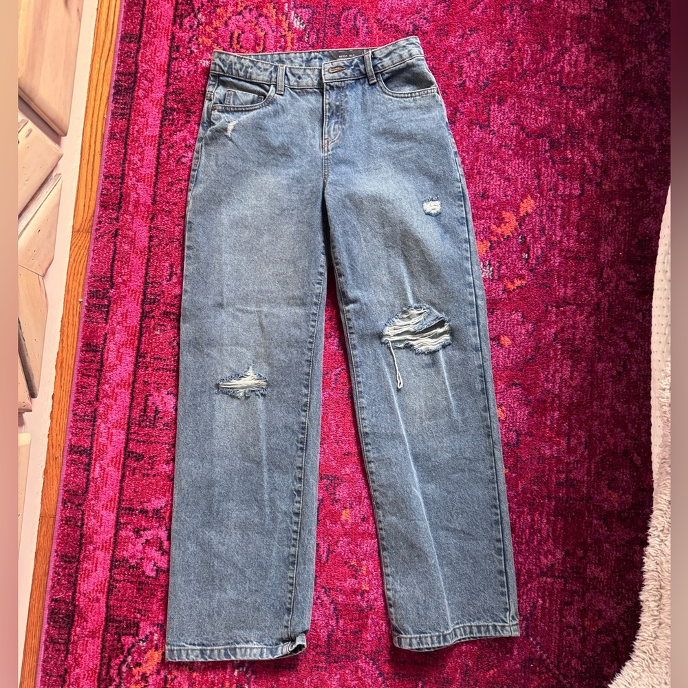 Noisy may Blue Distressed Straight Leg Jeans